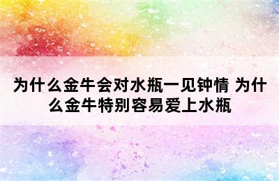 为什么金牛会对水瓶一见钟情 为什么金牛特别容易爱上水瓶